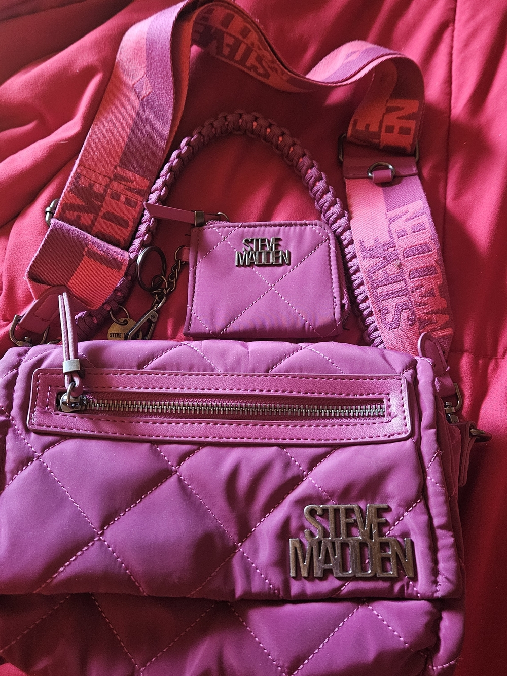Steve Madden Quilted Crossbody Bag in Purple